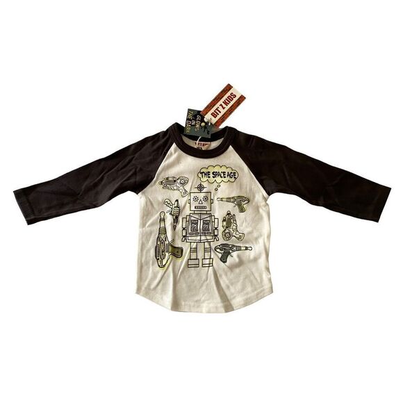 Glow-in-Dark Nostalgic Space Age Raglan Long-sleeve T-shirt, Sz: 12-18m NWT - Picture 1 of 4